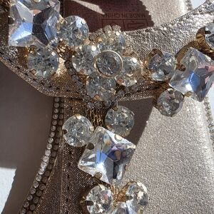 Sparkling Gold and Silver Embellished Sandals